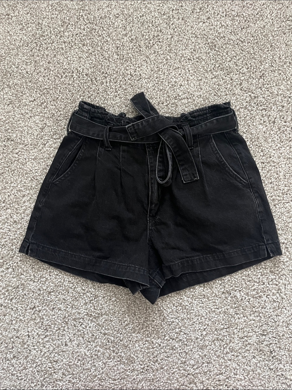 American Eagle Black Paperbag Mom Shorts Size 2